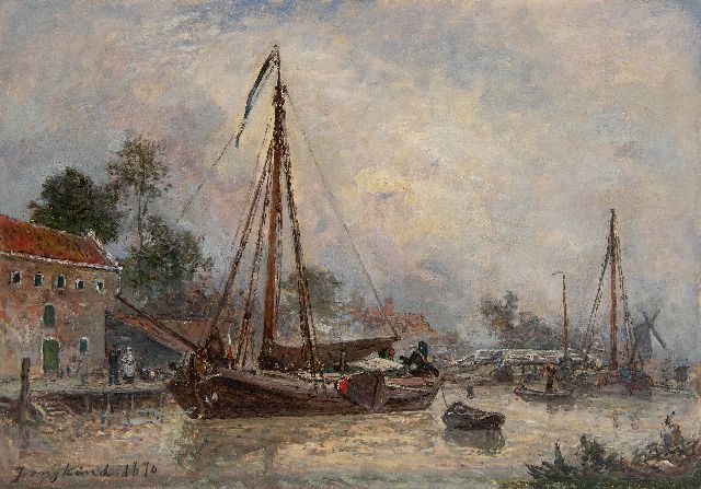 Johan Barthold Jongkind | Environs de Dordrecht, olieverf op doek, 33,5 x 46,4 cm, gesigneerd l.o. en gedateerd 1870