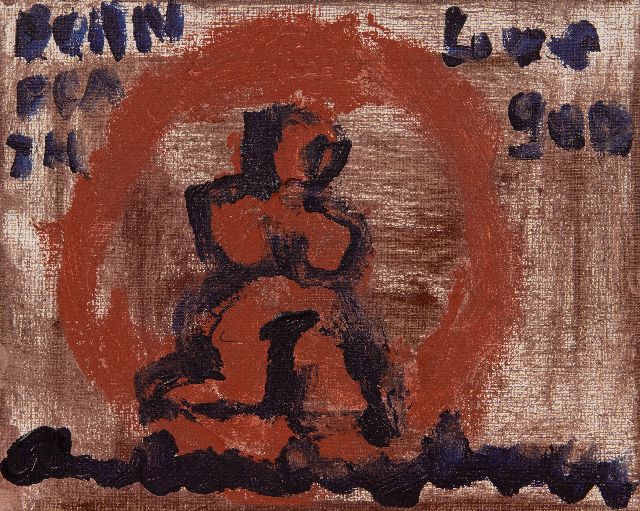 Anton Heyboer | Born death, love god, olieverf op doek, 24,0 x 29,9 cm, gesigneerd m.o.