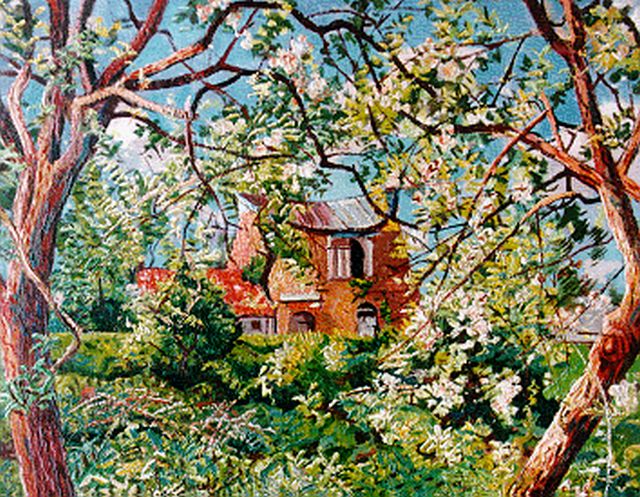 Herman Bieling | Huis in een boomgaard, olieverf op doek, 46,3 x 60,4 cm, gesigneerd r.o. en gedateerd '48