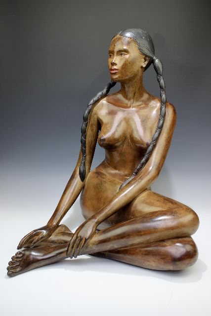 Demarchi V.  | Pocahontas, gepatineerd en geverfd brons 62,0 x 47,0 cm, gesigneerd onder de voet