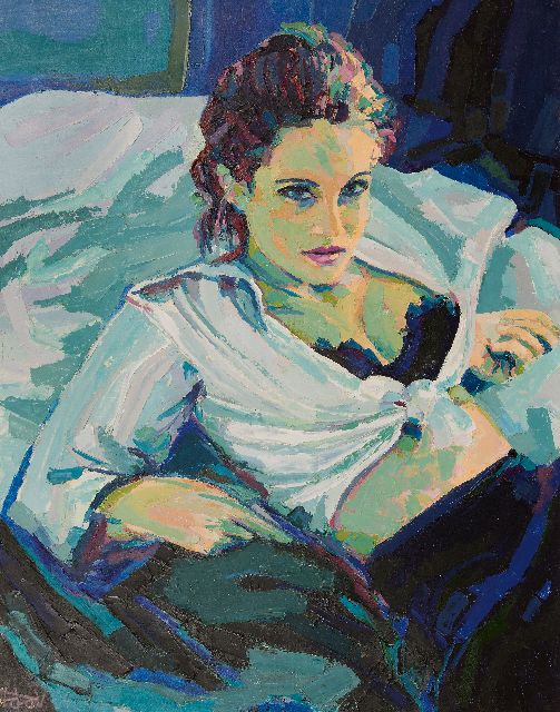 Ido Pieter Vunderink | Portret van een vrouw, olieverf op doek, 123,9 x 98,3 cm, gesigneerd l.o. en te dateren ca. 1967