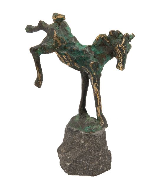 Jits Bakker | Dartelend veulen, brons, 11,5 x 7,6 cm, gesigneerd op de basis