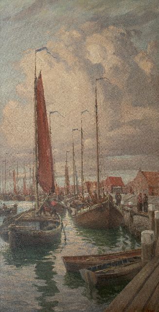 Maurice Randall | De haven van Volendam, olieverf op doek, 175,3 x 91,3 cm, gesigneerd r.o.