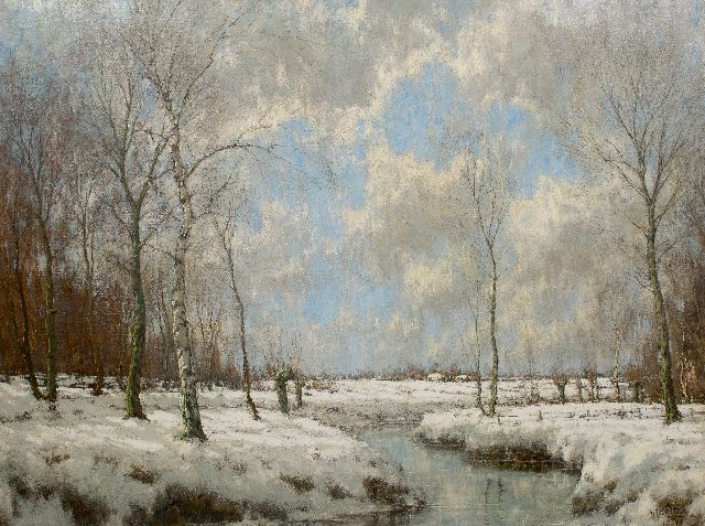 Arnold Marc Gorter | De Vordense Beek in de winter, olieverf op doek, 114,9 x 154,7 cm, gesigneerd r.o. (tweemaal)
