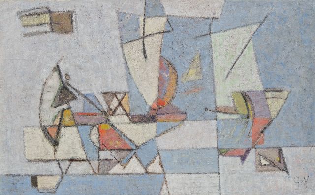 Geer van Velde | Compositie, olieverf op doek, 38,0 x 60,6 cm, gesigneerd r.o. met initialen en te dateren ca. 1944-1947