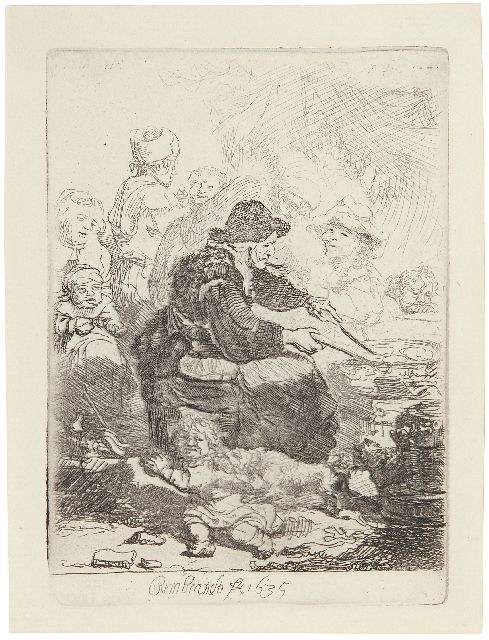 Rembrandt (Rembrandt Harmensz. van Rijn)   | De pannenkoekenbakster, ets 12,2 x 9,4 cm, gesigneerd m.o. (in de plaat) en gedateerd 1635 (in de plaat)