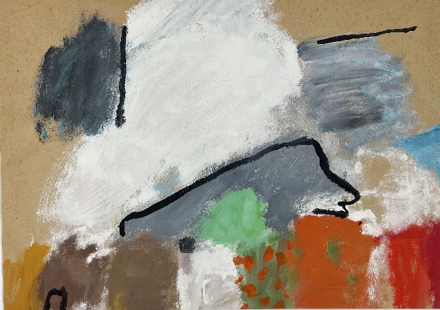 Eugène Brands | Landschap met wolkenlucht, gouache op papier, 67,4 x 91,0 cm, gesigneerd verso en verso gedateerd 16.I.1971