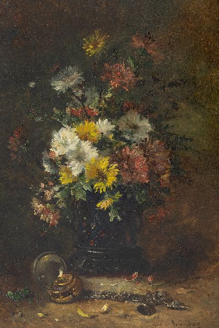 Eugène-Henri Cauchois | Stilleven met asters, olieverf op paneel, 46,2 x 31,3 cm, gesigneerd r.o.