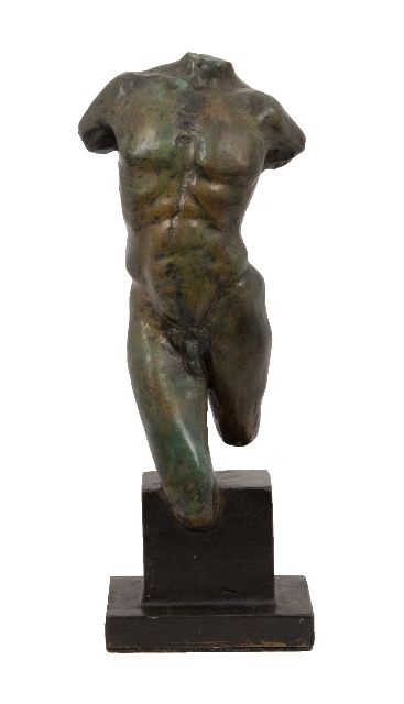 Bremers J.M.  | Mannentorso, brons 23,0 x 8,2 cm, gesigneerd met monogram op rechterbeen
