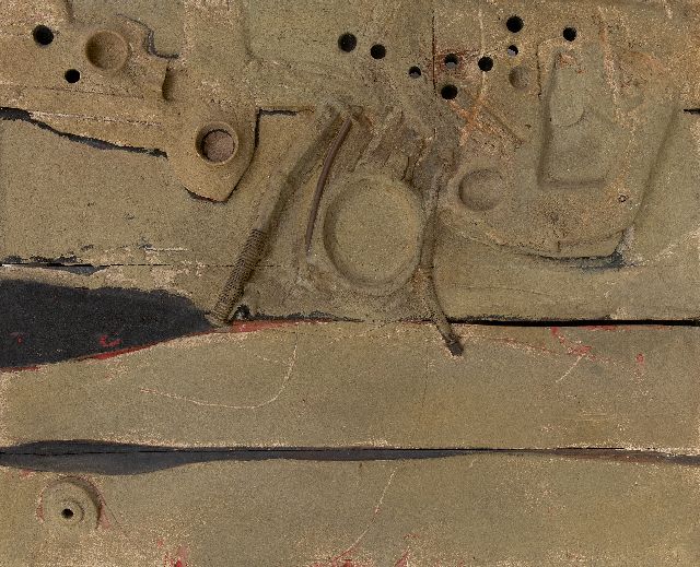 Jaap Wagemaker | Structure en sable, gemengde techniek, 52,5 x 65,0 cm, gesigneerd r.o. en gedateerd '61