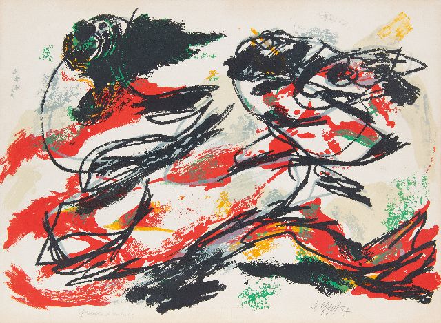 Karel Appel | Happy Flight, litho op papier, 55,2 x 74,9 cm, gesigneerd r.o. en gedateerd '57
