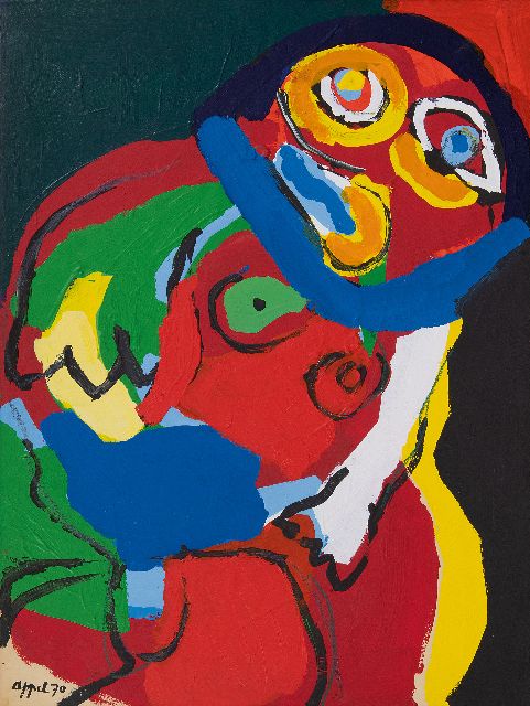 Karel Appel | Toutes ces têtes, acryl op papier, 68,6 x 52,1 cm, gesigneerd l.o. en gedateerd '70