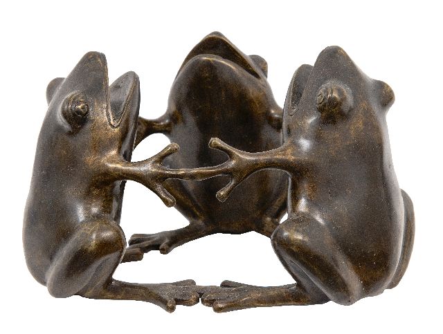 Onbekend | Drie kikkers, brons, 19,5 cm