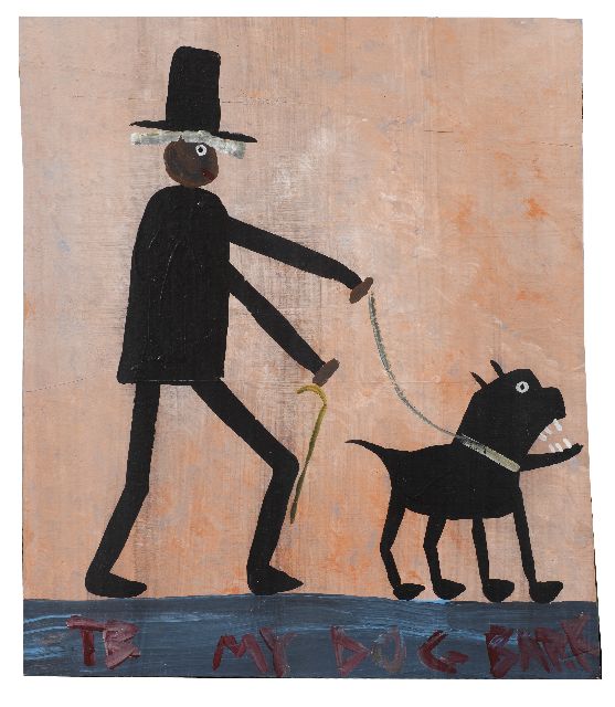 Tim Brown | My dog Bark, acryl op paneel, 46,0 x 39,0 cm, gesigneerd l.o. met initialen