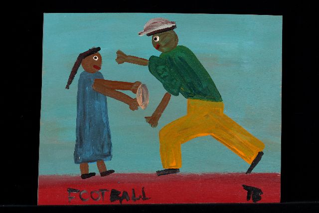 Tim Brown | Football, acryl op paneel, 38,0 x 48,0 cm, gesigneerd r.o. met initialen