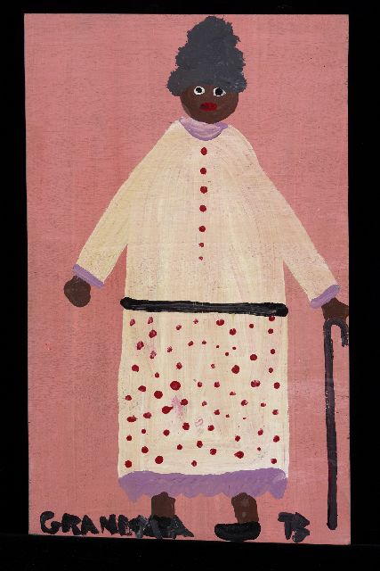 Tim Brown | Grandma, acryl op paneel, 49,0 x 30,0 cm, gesigneerd r.o. met initialen