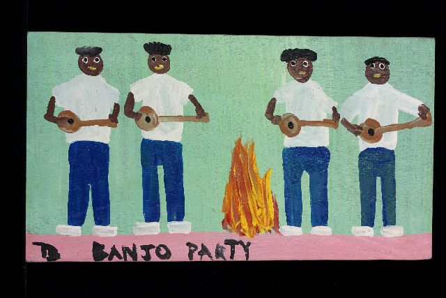 Tim Brown | Banjo Party, acryl op paneel, 30,0 x 53,0 cm, gesigneerd l.o. met initialen