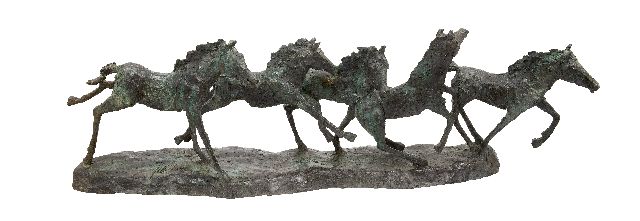 Jits Bakker | Wild Horses, brons, 48,0 x 150,0 cm, te dateren 1978