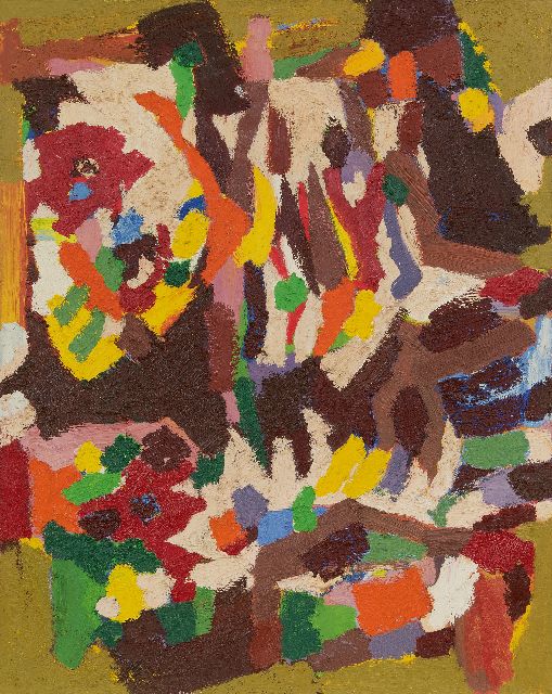 Frieda Hunziker | Compositie, olieverf op doek, 100,0 x 80,0 cm, gesigneerd op spieraam en te dateren 1960