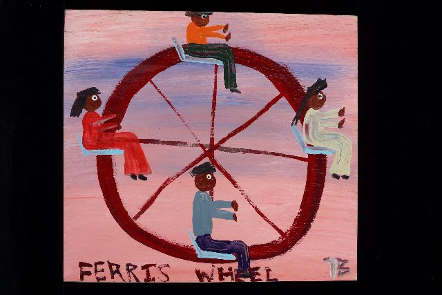 Brown T.  | Ferris wheel, acryl op paneel 37,0 x 40,0 cm