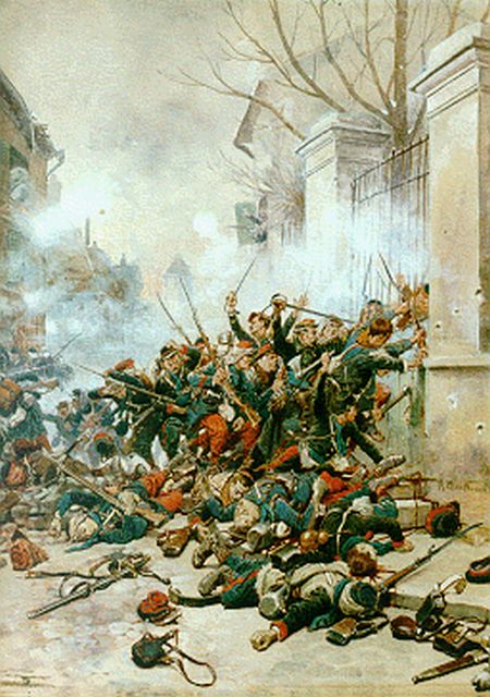 Alphonse Marie de Neuville | Plunderende soldaten, aquarel op papier, 66,0 x 48,0 cm, gesigneerd r.m.