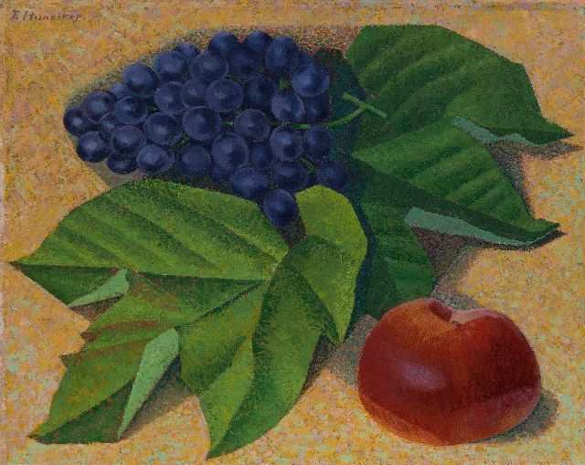 Frieda Hunziker | Stilleven met druiven en appel, olieverf op doek, 40,4 x 50,4 cm, gesigneerd l.b. en te dateren ca. 1941