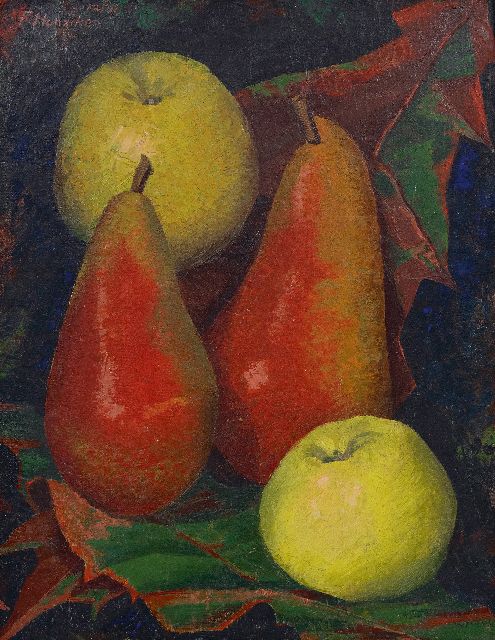 Frieda Hunziker | Stilleven met appels en peren, olieverf op board, 36,0 x 28,0 cm, gesigneerd l.b. en gedateerd 10/41