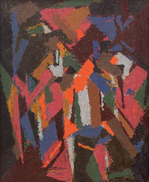 Frieda Hunziker | Compositie, olieverf op doek, 45,5 x 37,5 cm, gesigneerd verso en te dateren 1948