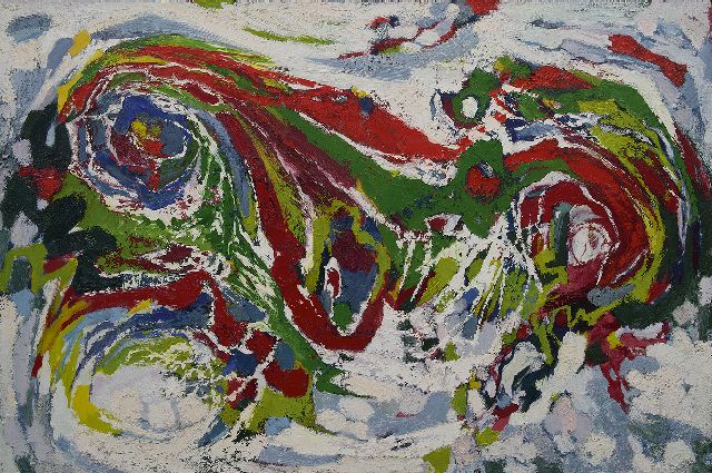 Frieda Hunziker | Bloemige vegetatie, olieverf op doek, 100,2 x 150,0 cm, gesigneerd op spieraam en te dateren 1957