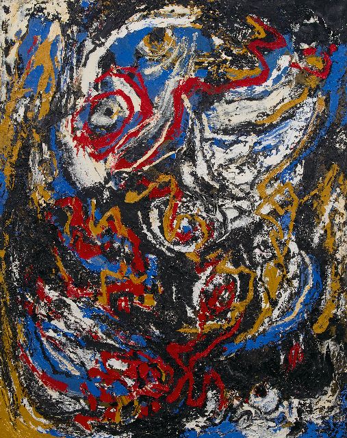 Frieda Hunziker | Compositie, olieverf op doek, 99,9 x 80,0 cm, te dateren 1963