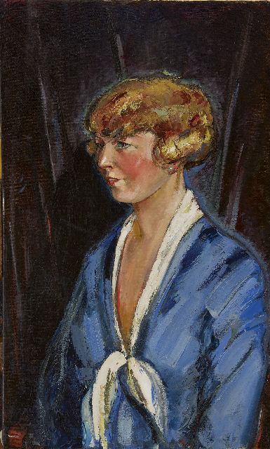Maks C.J.  | Portret van een jonge vrouw    i.o., olieverf op doek 90,3 x 55,1 cm