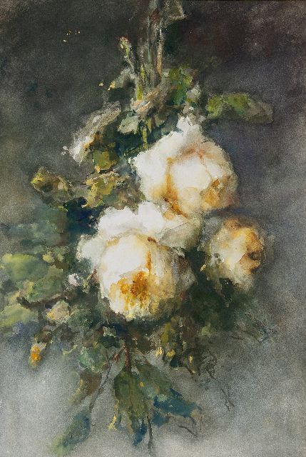 Margaretha Roosenboom | Zeeuwse rozen, aquarel op papier, 53,5 x 36,0 cm