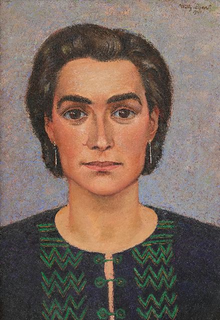 Willy Boers | Portret van Frieda Hunziker, olieverf op doek, 50,6 x 35,4 cm, gesigneerd r.b. en gedateerd 1941