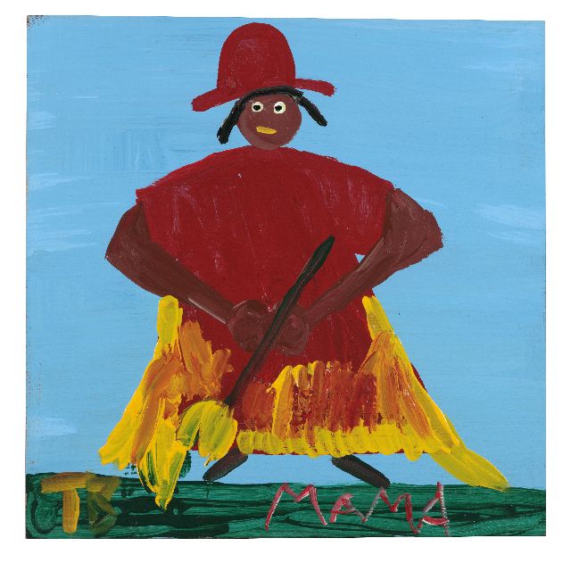 Tim Brown | Mama, acryl op paneel, 39,0 x 39,0 cm, gesigneerd l.o. met initialen