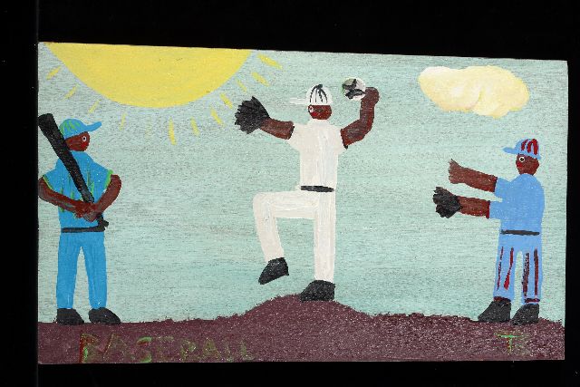 Tim Brown | Baseball, acryl op paneel, 33,0 x 58,2 cm, gesigneerd r.o. met initialen