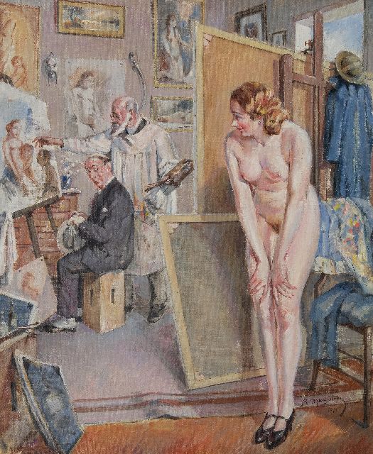 René Pierre Margoteau | Het favoriete model, olieverf op doek, 60,2 x 50,1 cm, gesigneerd r.o. en gedateerd 1941