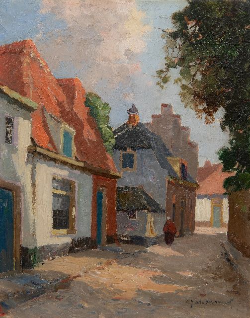 Gerard Delfgaauw | Straatje in Hattem, olieverf op doek, 30,3 x 24,3 cm, gesigneerd r.o. en zonder lijst