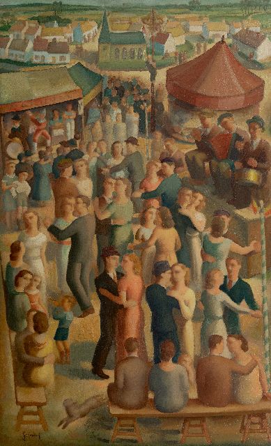 C. Goossens | Kermis in Vlaanderen, olieverf op paneel, 114,8 x 70,5 cm, gesigneerd l.o.