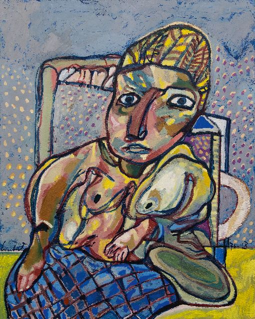 Lucebert | Halfnaakt, olieverf op doek, 100,1 x 80,0 cm, gesigneerd l.o. en gedateerd '76-IX  verkocht