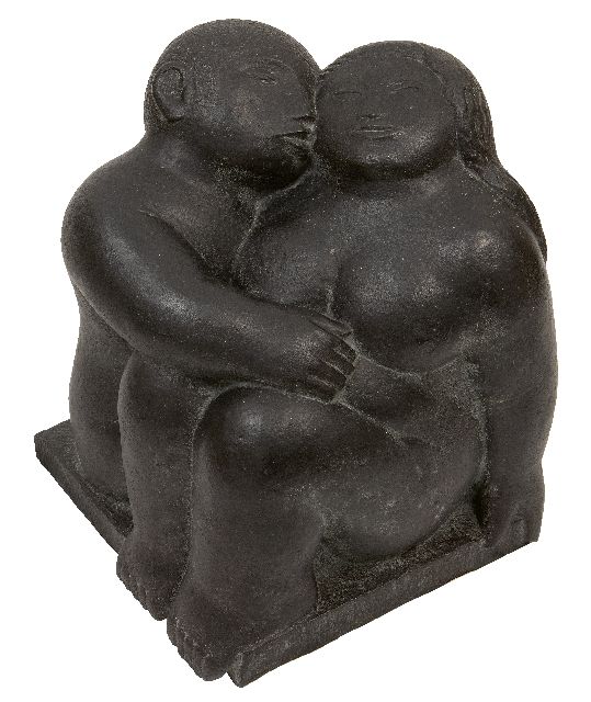 Jan Meefout | Echtpaar, brons, 33,5 x 27,0 cm, op achterzijde basis gedateerd 1975