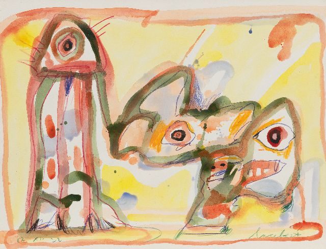 Lucebert | Zonder titel, krijt en aquarel op papier, 65,4 x 49,8 cm, gesigneerd r.o. en gedateerd '82.XI.22