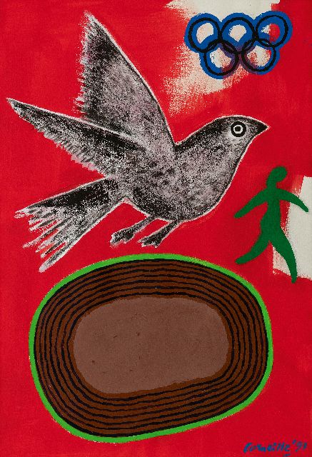 Corneille | Ontwerp voor Het Europees Olympisch Jeugdfestival in Valkenswaard, 1993, gouache op papier, 69,1 x 49,2 cm, gesigneerd r.o. en gedateerd '93