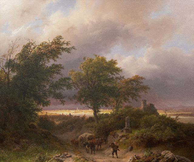 Barend Cornelis Koekkoek | Landschap bij de Rijn met naderende storm, olieverf op doek, 70,5 x 84,5 cm, gesigneerd r.o. en gedateerd 1847