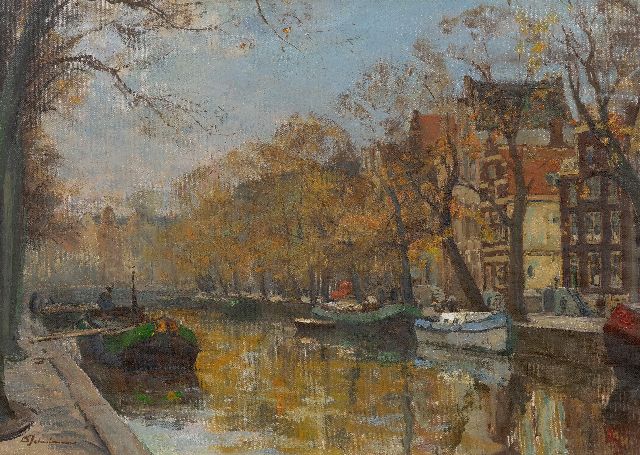 David Schulman | Herfst op de Herengracht, Amsterdam, olieverf op doek, 51,1 x 70,5 cm, gesigneerd l.o.