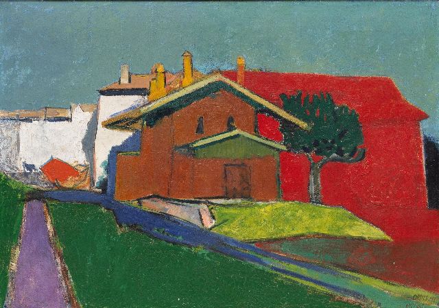 Wim Oepts | Frans dorpje, olieverf op doek, 45,9 x 65,1 cm, gesigneerd r.o. (tweemaal) en gedateerd '47