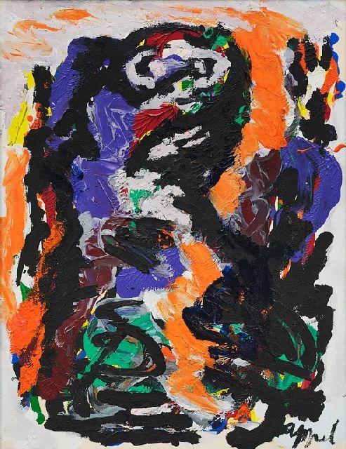 Karel Appel | Zonder titel, olieverf op papier op doek, 68,0 x 52,0 cm, gesigneerd r.o.