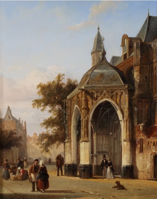Cornelis Springer | Gezicht op de St. Stevens Kerk, Nijmegen, olieverf op paneel, 28,0 x 21,7 cm, gesigneerd l.o. met mon en gedateerd '48