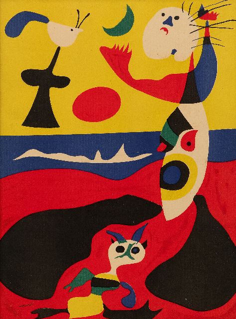 Miró (Joan Miró i Ferrà) J.  | L'été (Illustratie uit het Franse kunsttijdschrift Verve, 3, 1938), pochoir op paper 35,6 x 26,2 cm, gesigneerd l.o. (in de steen) en verso gedateerd 'Mars' 1938