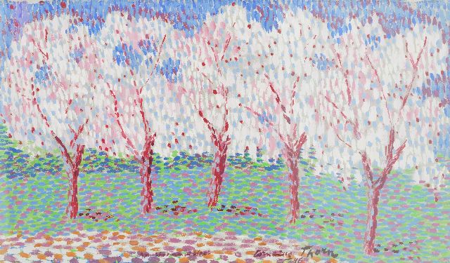 Corneille | Appelbomen in bloei, Thorn, gouache op papier, 43,5 x 76,9 cm, gesigneerd m.o. en gedateerd '46