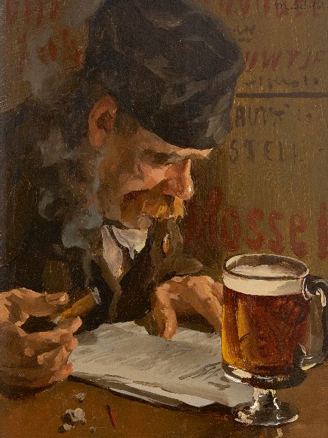 Martin Schildt | Tevredenheid, olieverf op paneel, 27,0 x 20,4 cm, gesigneerd r.b. en verso op etiket